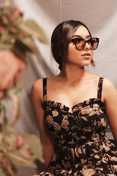 Playful Black Floral Dress